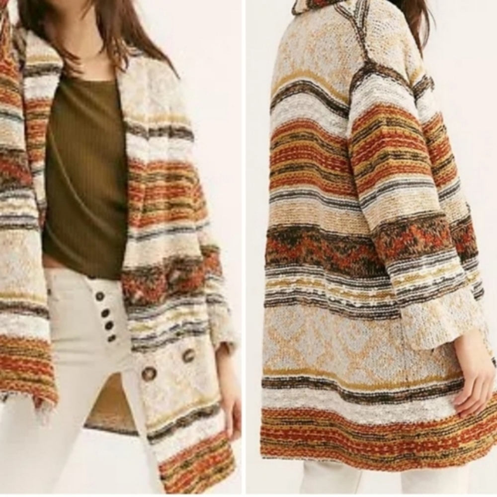 Free People Painted Desert Sweater Coat/Neutral - Picture 1 of 16